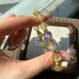 Golden Rutilated Quartz & Amethyst Wealth and Healing Bracelet