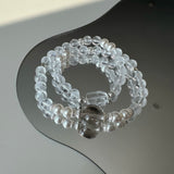Natural Double Layer White Phantom Quartz Bracelet for Energy Cleansing and Spiritual Healing