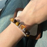 Golden Tiger's Eye & Black Tiger’s Eye Bracelet with Yellow Tower Quartz for Strength & Protection