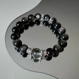 Silver Obsidian & Green Phantom Quartz Healing Bracelet