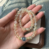 Natural Lemon Quartz & Aquamarine Healing Crystal Necklace
