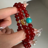 Flame & Sky Bracelet (Red Agate + Amazonite)