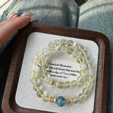 Natural Lemon Quartz & Aquamarine Healing Crystal Necklace