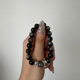 Silver Obsidian & Green Phantom Quartz Healing Bracelet
