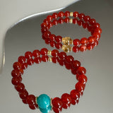 Flame & Sky Bracelet (Red Agate + Amazonite)