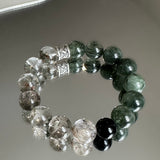 Green Phantom Quartz & Green Rutilated Quartz Bracelet for Spiritual Healing and Balance