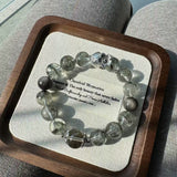 Silver Obsidian, Green Phantom Quartz & Smoky Quartz Bracelet for Grounding, Protection & Clarity
