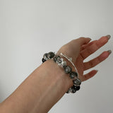 Silver Obsidian, Green Phantom Quartz & Smoky Quartz Bracelet for Grounding, Protection & Clarity