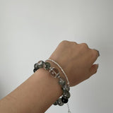 Silver Obsidian, Green Phantom Quartz & Smoky Quartz Bracelet for Grounding, Protection & Clarity