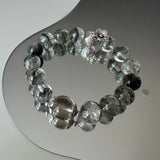 Silver Obsidian, Green Phantom Quartz & Smoky Quartz Bracelet for Grounding, Protection & Clarity