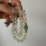 Natural Lemon Quartz & Aquamarine Healing Crystal Necklace