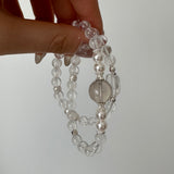 Natural Double Layer White Phantom Quartz Bracelet for Energy Cleansing and Spiritual Healing