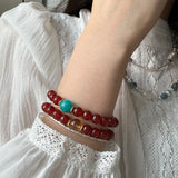 Flame & Sky Bracelet (Red Agate + Amazonite)
