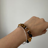 Golden Tiger's Eye & Black Tiger’s Eye Bracelet with Yellow Tower Quartz for Strength & Protection