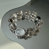 Large Diameter Smoky Quartz & White Phantom Quartz Magic Box Bracelet